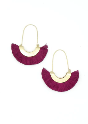 Fair Anita Magenta Fringe Hoop Earrings