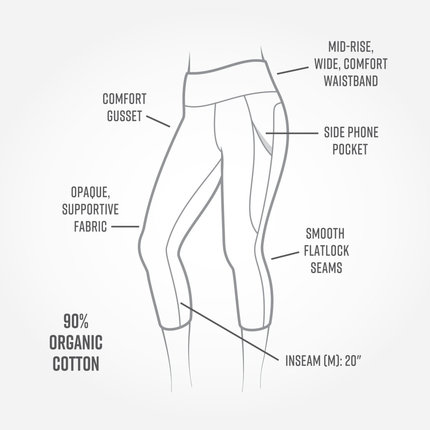 Maggie's Organics Blackout Organic Cotton Midcalf Leggings
