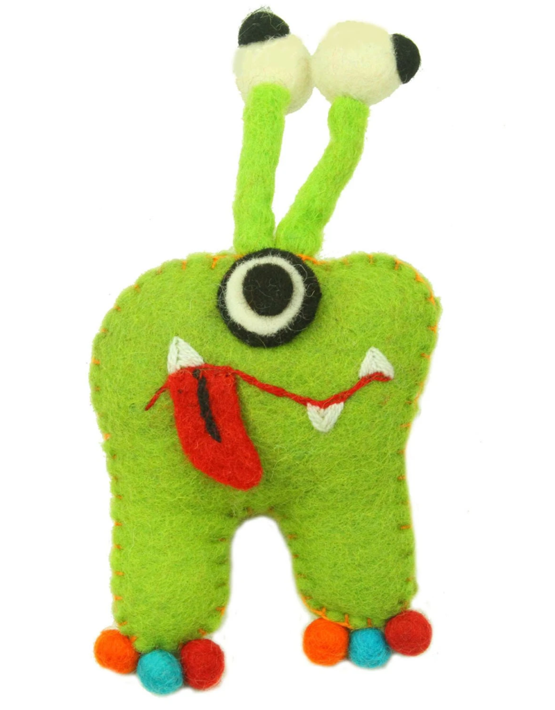 Global Crafts Felt Tooth Monster Doll: Green