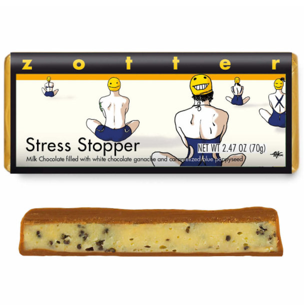 Zotter Chocolate Stress Stopper Carmelized Poppyseed Hand-Scooped Chocolate