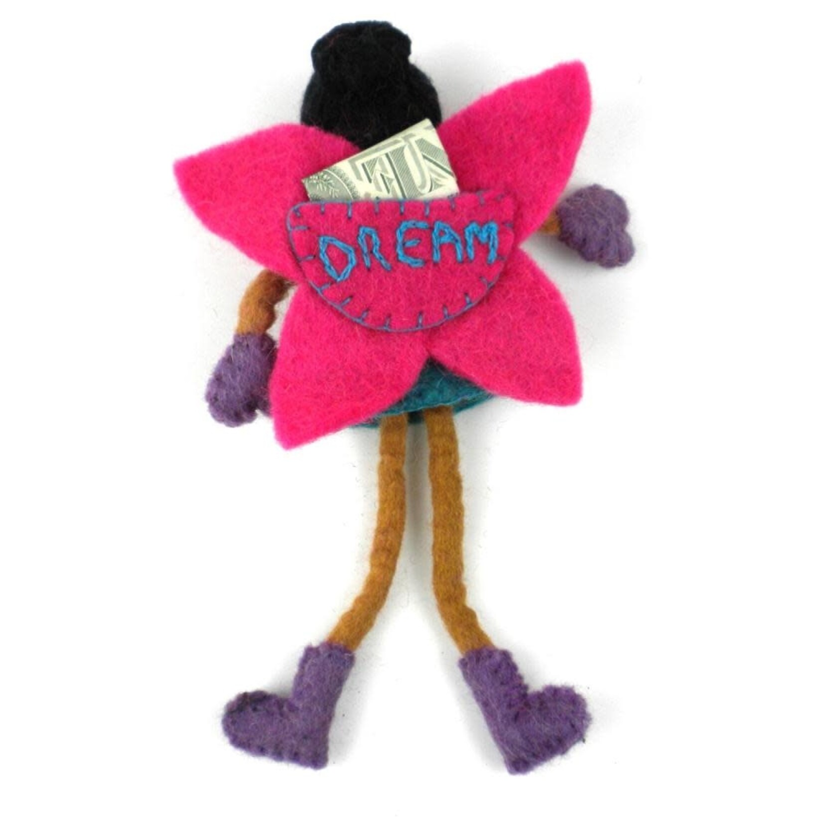 Global Crafts Felt Tooth Fairy Doll: Black Hair