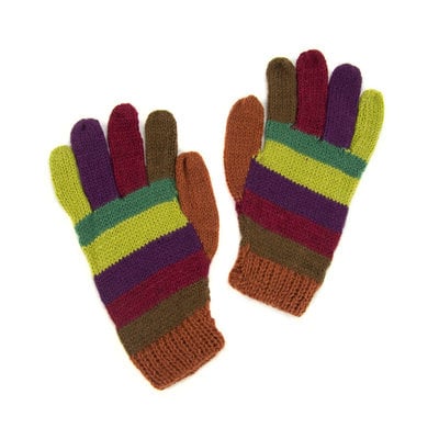 Minga Imports Alpaca Blend Gloves: Jewel Tone Stripes