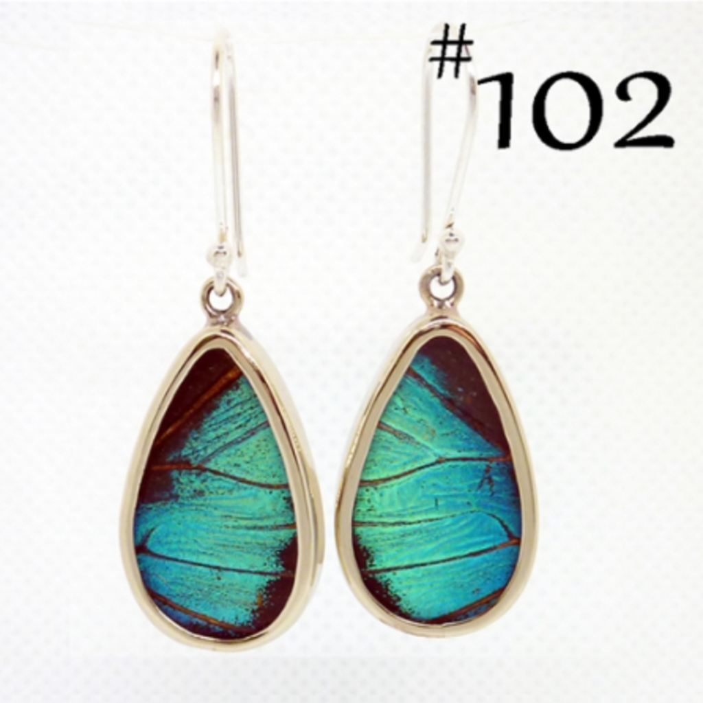 Silver Tree Designs Butterfly Wing Oblong Earrings: Prepona