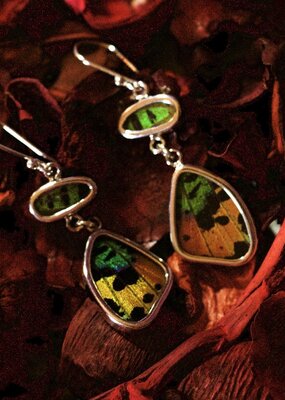 Silver Tree Designs Silver Tree Designs Butterfly Wing Flutter Earrings: Rainbow Sunset Moth