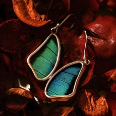 Silver Tree Designs Butterfly Wing Large Wing Earrings - Prepona