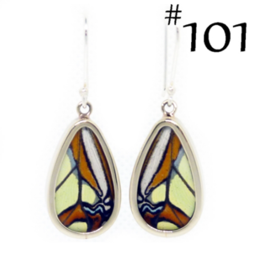 Silver Tree Designs Butterfly Wing Oblong Earrings: Malachite