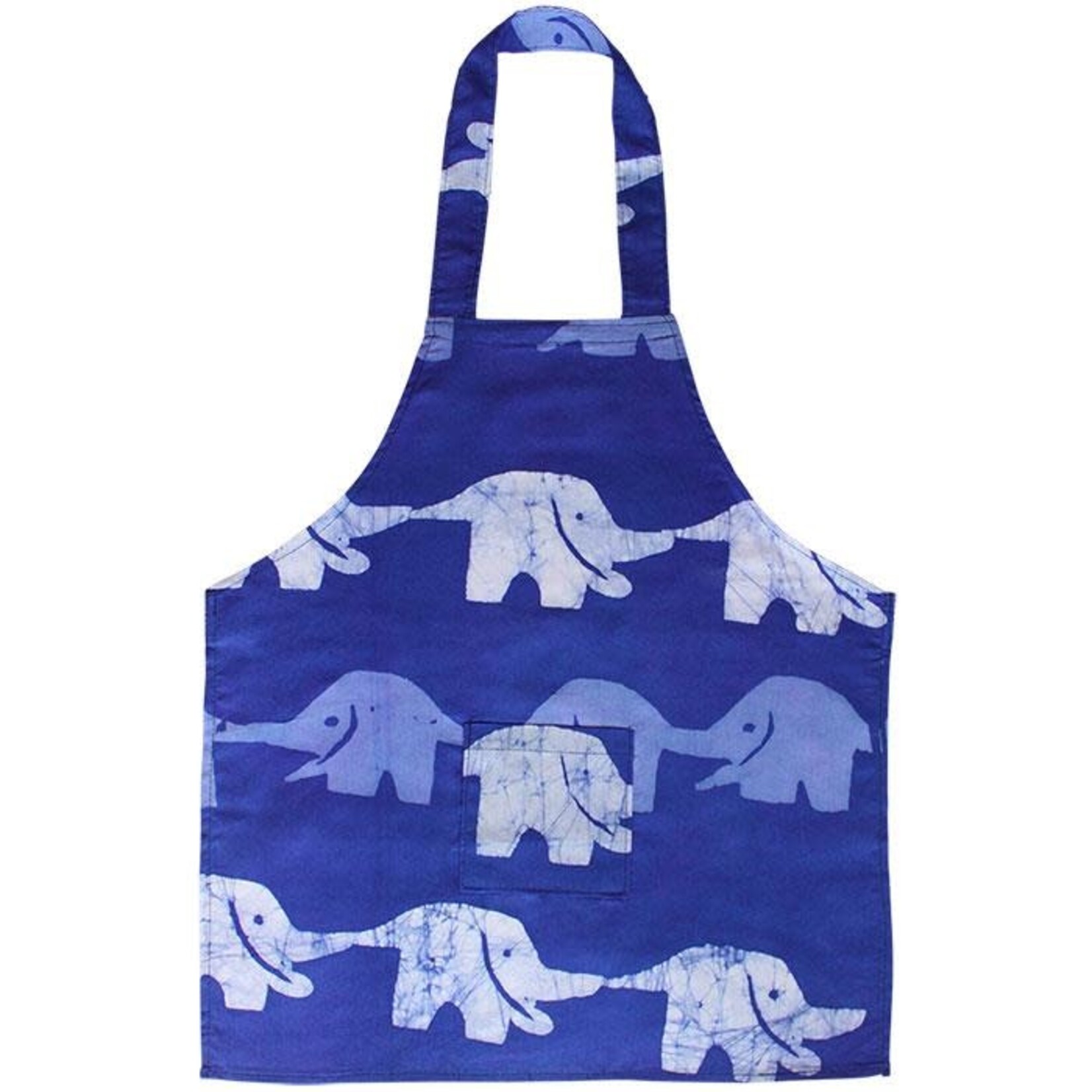 Global Mamas Kids Apron: Blue Elephants