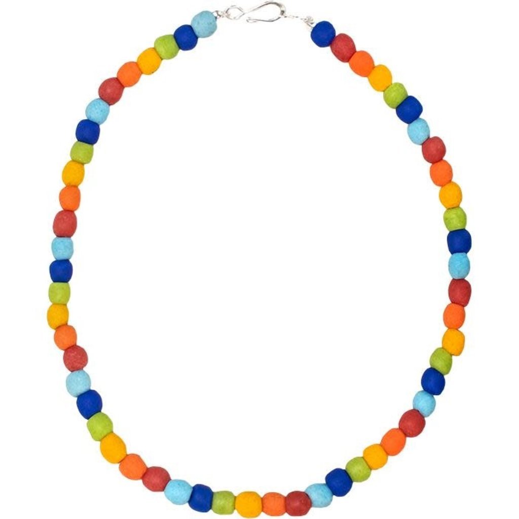 Global Mamas Recycled Glass Pearls Necklace: Rainbow