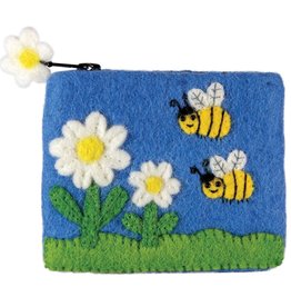 DZI Handmade Bumblebee Felted Wool Coin Purse