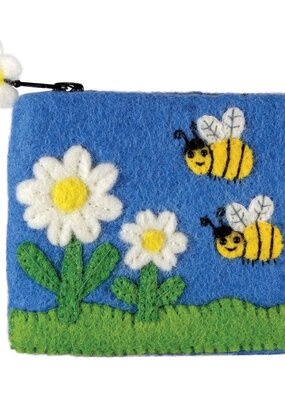 DZI Handmade Bumblebee Felted Wool Coin Purse