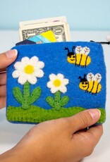 DZI Handmade Bumblebee Felted Wool Coin Purse