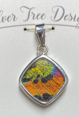 Silver Tree Designs ilver Tree Designs Butterfly Wing Square Pendant: Rainbow Sunset Moth