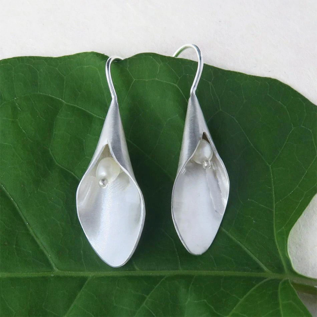 Women's Peace Collection Sacred Lily & Pearl Sterling Earrings