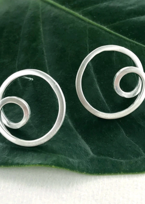 Women's Peace Collection Circle In Circle Sterling Silver Earrings