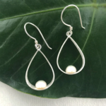 Women's Peace Collection Elegant Teardrop Pearl Sterling Earrings