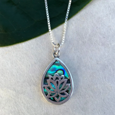 Women's Peace Collection Sacred Lotus Abalone Sterling Necklace