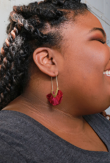 Fair Anita Magenta Fringe Hoop Earrings