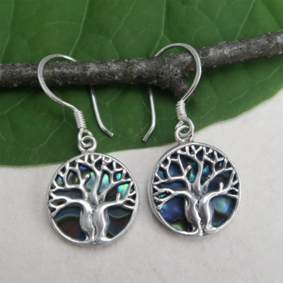 Women's Peace Collection Tree of Life Abalone Sterling Earrings