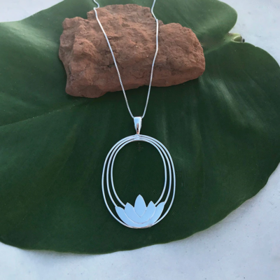 Women's Peace Collection Lotus Sterling Silver Necklace