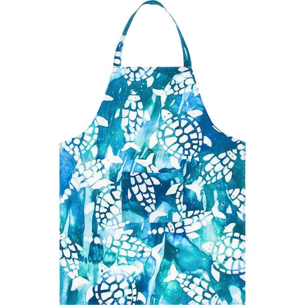 Global Mamas Reversible Apron: Teal Fishy Turtles