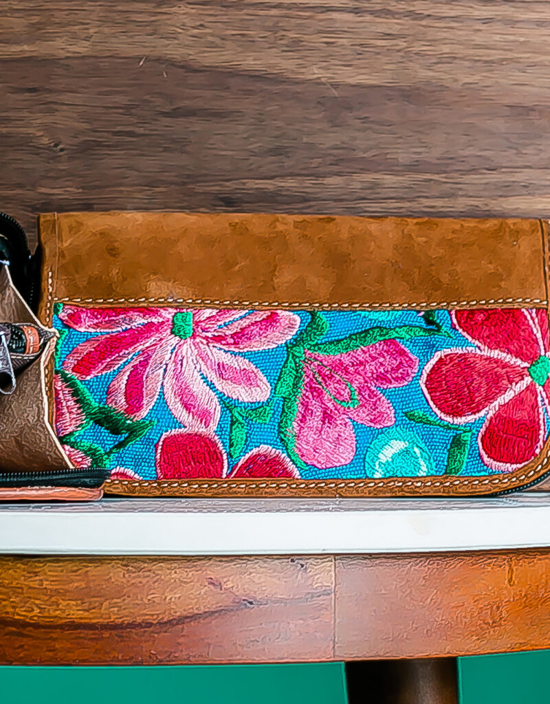 Lucia's Imports Floral Leather Wristlet