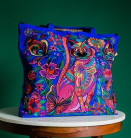 Lucia's Imports Embroidered Cat Tote Bag