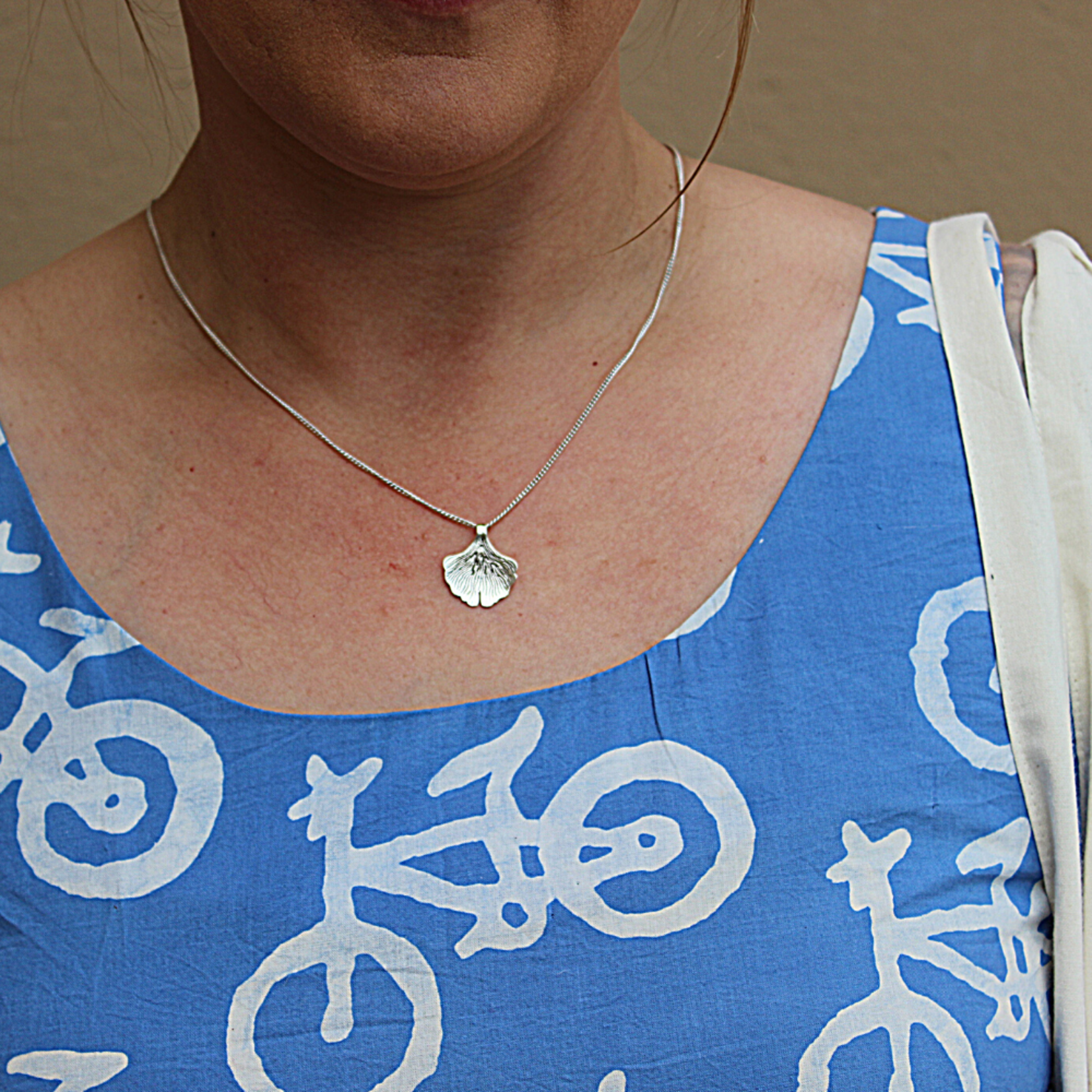 Ten Thousand Villages Ginkgo Leaf Sterling Necklace