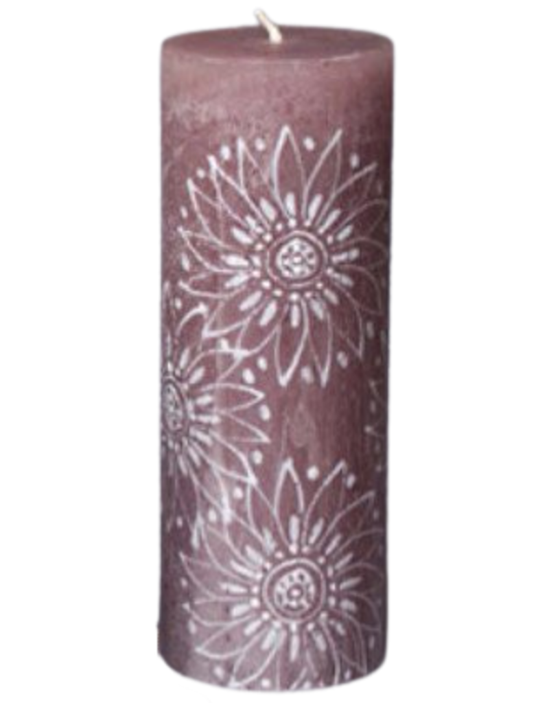 Thumbprint Artifacts Henna Brown Pillar Candle 3x8