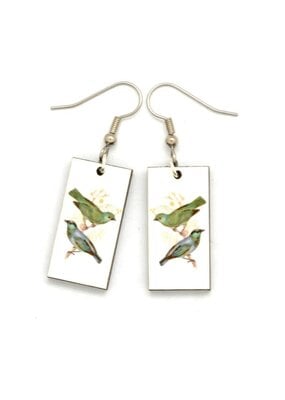 Dunitz & Co Vintage Dangle Earrings: Green Bird