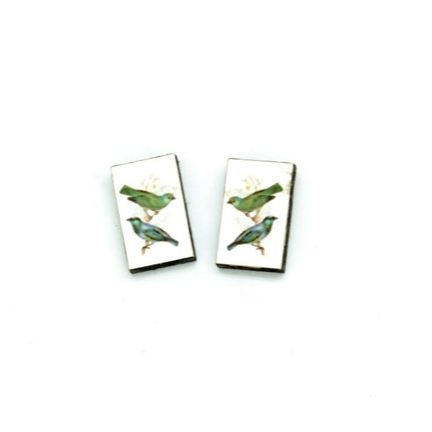 Dunitz & Co Vintage Stud Earrings: Green Bird