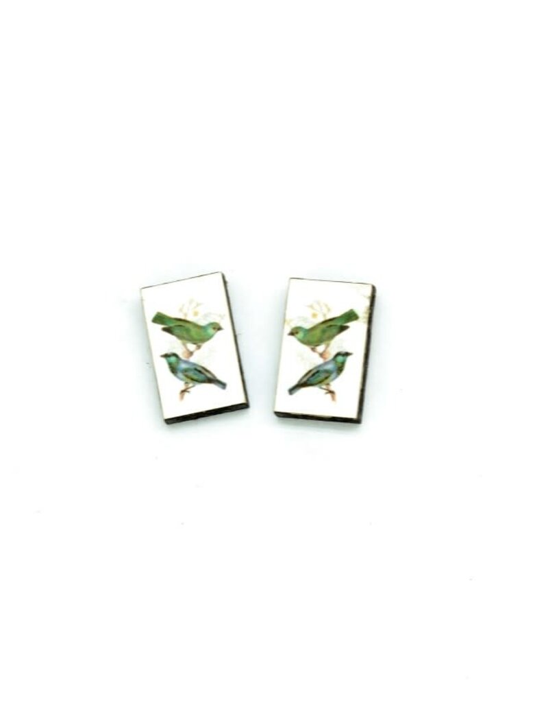 Dunitz & Co Vintage Stud Earrings: Green Bird