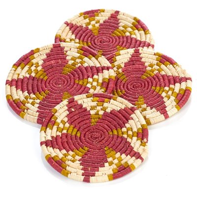 Serrv Malia Raffia Coaster Set of Four