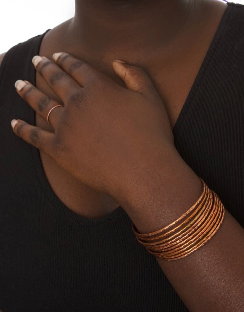 Swahili Imports Stacked Hammered Copper Cuff Bracelet