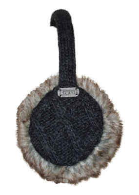 Everest Designs Faux Fur Lined Wool Earmuffs: Charcoal