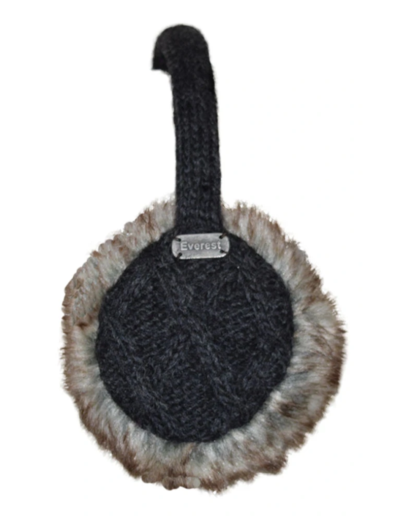 Everest Designs Faux Fur Lined Wool Earmuffs: Charcoal