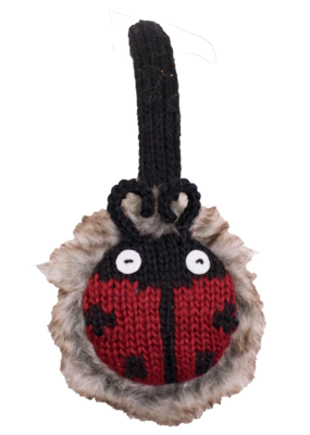 Everest Designs Faux Fur Lined Wool Animal Earmuff: Ladybug