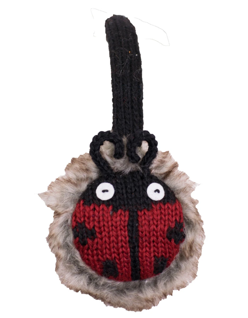 Everest Designs Faux Fur Lined Wool Animal Earmuff: Ladybug