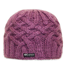 Everest Designs Niroj Fleece Lined Wool Purple Beanie Hat