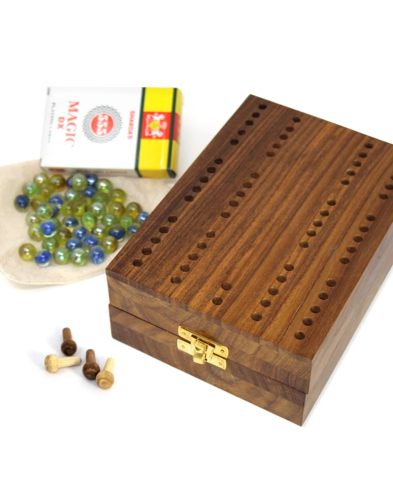 Global Crafts Shesham Wood Mancala/ Cribbage Game