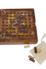 Global Crafts Shesham Wood Snakes & Ladders Game