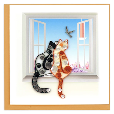 Quilling Card Two Cats Quilled Card