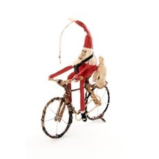 Swahili Imports Cycling Santa Claus Banana Fiber Ornament