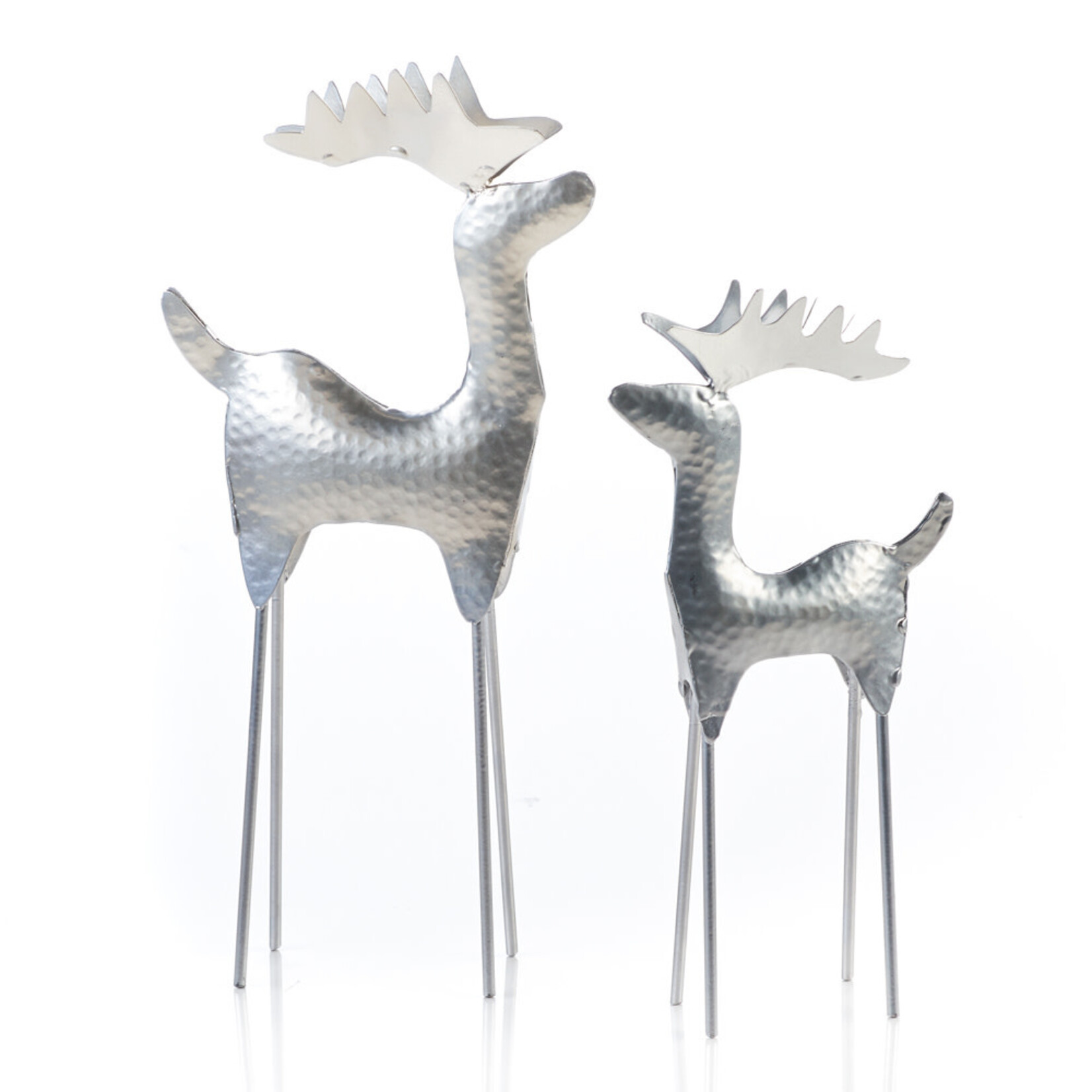 Serrv Hammered Silver Reindeer: Large