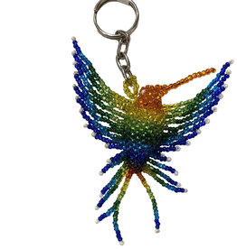 Unique Batik Beaded Keychain: Hummingbird