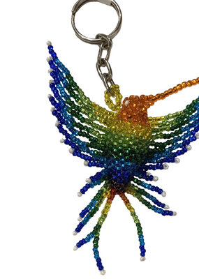 Unique Batik Beaded Keychain: Hummingbird