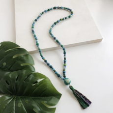 World Finds Kantha Water Lillies Tassel Necklace
