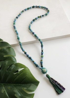 World Finds Kantha Water Lillies Tassel Necklace