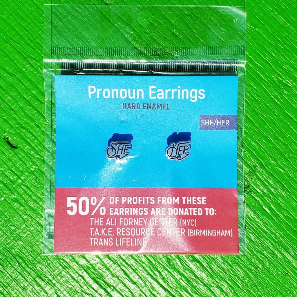 Microcosm She/Her Pronoun Hard Enamel Earrings