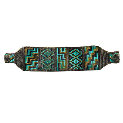 Unique Batik Nativa Bracelet: Gold and Turquoise