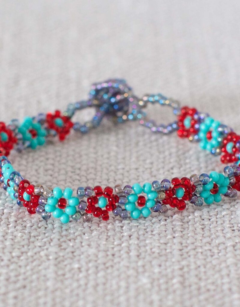 Lucia's Imports Beaded Flower Bracelet